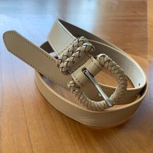Beige Braided Buckle Belt